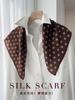 Retro mocha coffee silk scarf double crepe square scarf 111 mulberry silk high-end neck summer new silk scarf