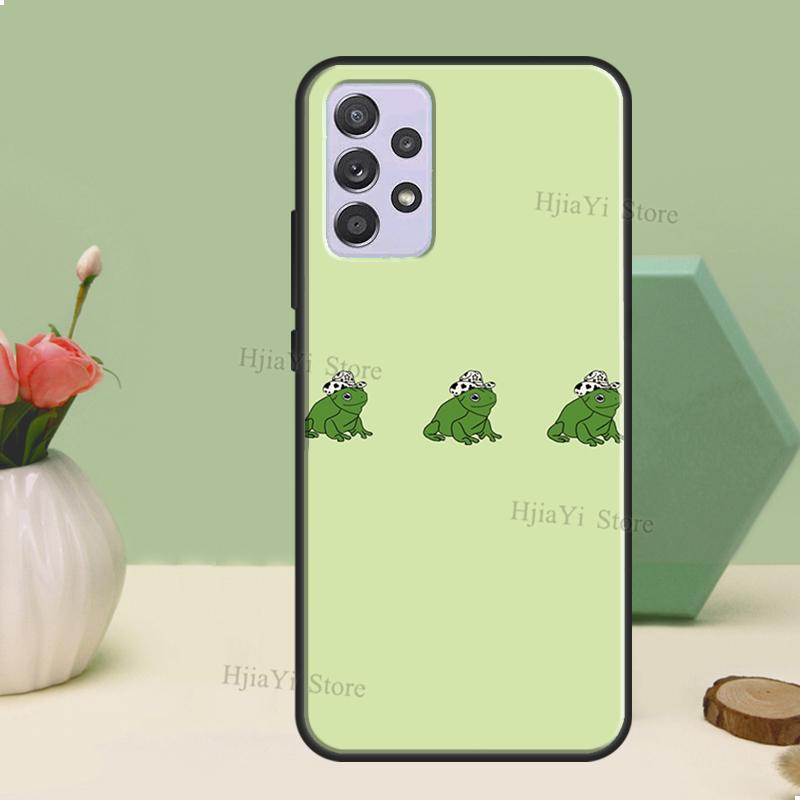 Cute Green Frog Case For Samsung A54 A34 A24 A14 A51 A71 A12 A22 A32 A52 A72 A73 A33 A53 A13 Back Cover