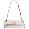 Jet 25 Logo Zip Stash Pocket Leather Crossbody Shoulder Bag Medium Women's White
