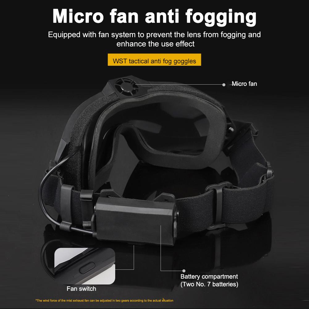 Outdoor Sports Glasses Transparent Lens Airsoft Paintball Goggles with Micro Fan Scratch-resistant Safety Eyewear for Hunting