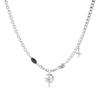 Black Gem Pentagram European American Hip Hop Street Necklace For Men Women Clavicle Sweater Chain