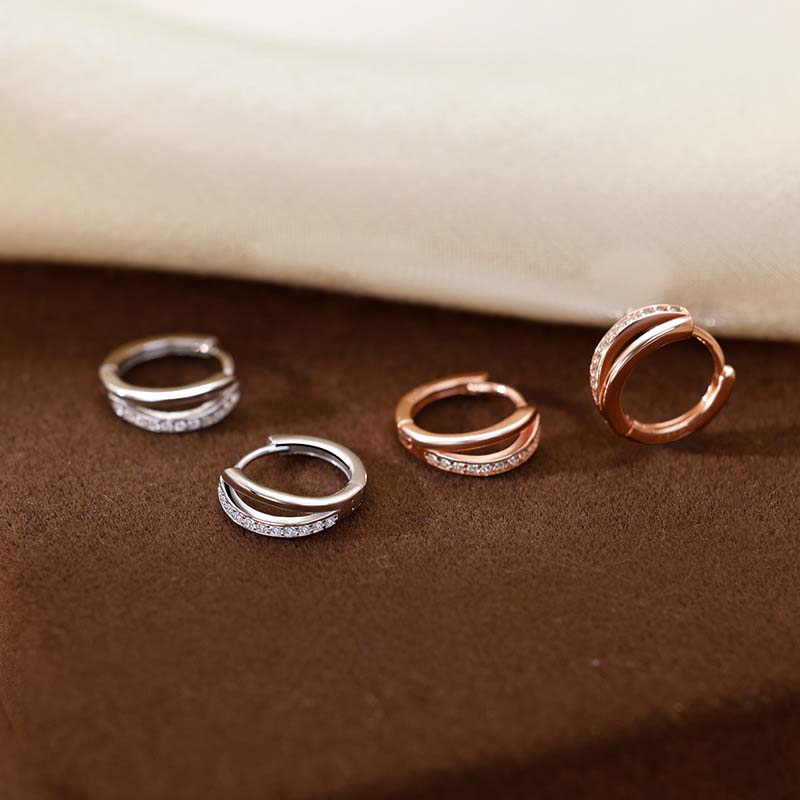 Fashion Silver Color Round Hoop Earrings For Women Girls Exquisite Zircon Circle Temperament Earrings Wedding Jewelry Accessorie