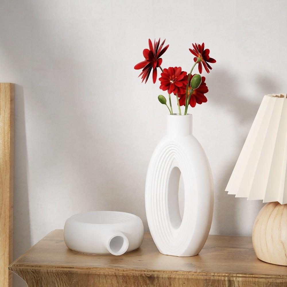 Hollow Out Silicone Vase Mold Oval Stripe Epoxy Resin Mold Modern Soap Mold  Living Room