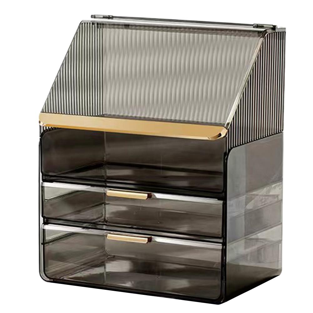 

Настольный прозрачный ящик для хранения косметики Ящик для хранения косметики Ящик для хранения водонепроницаемых кистей для ухода за кожей Стойка для хранения косметики чёрный