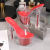 Nightclub Car Model Shoes Super High Heels Thick Heel Waterproof Table Sandals Transparent Crystal Shoes
