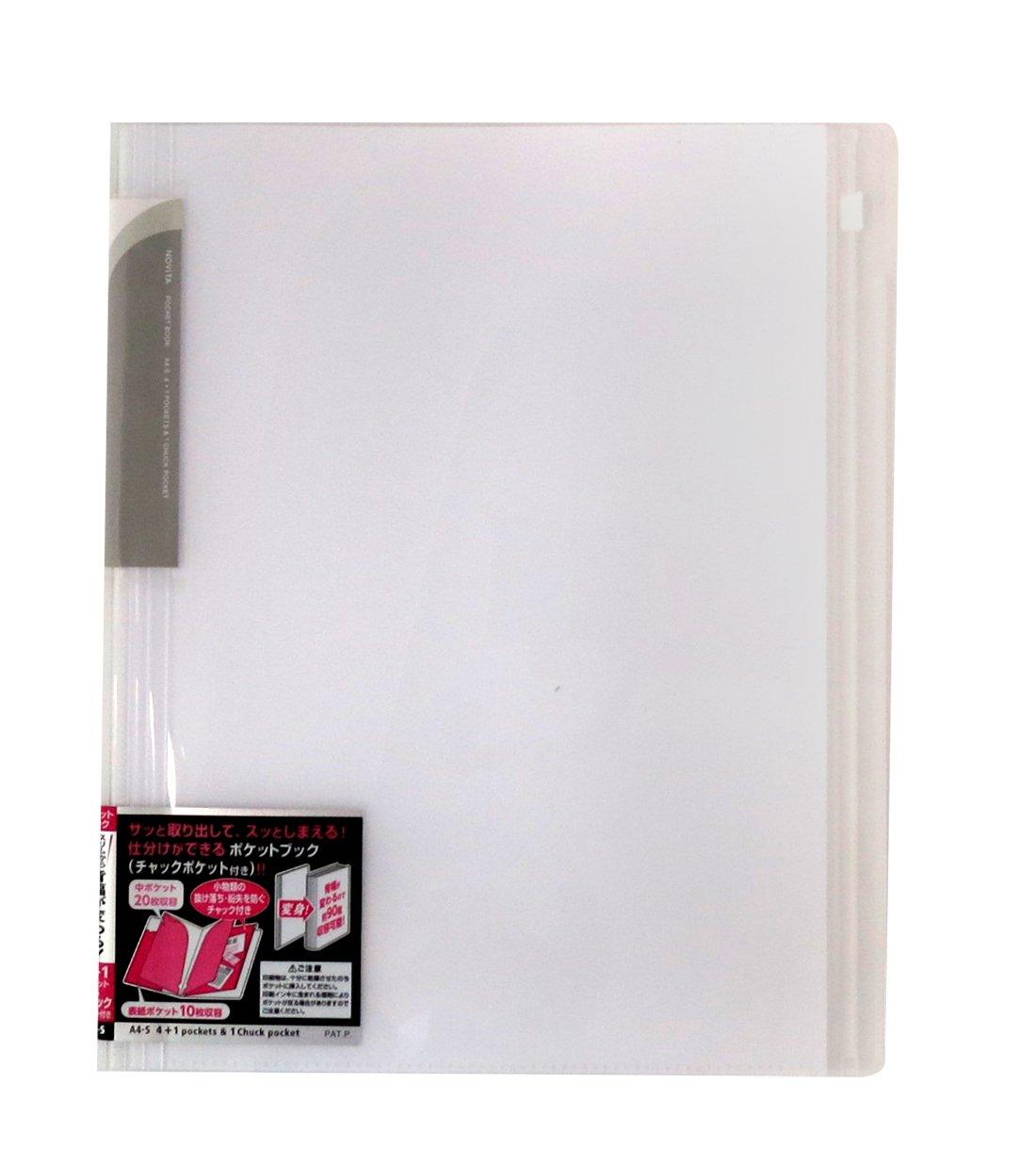 

KOKUYO Pocket Book Novita 1 pocket with cover and zipper 4 pockets inside A4 Transparent La-N205T