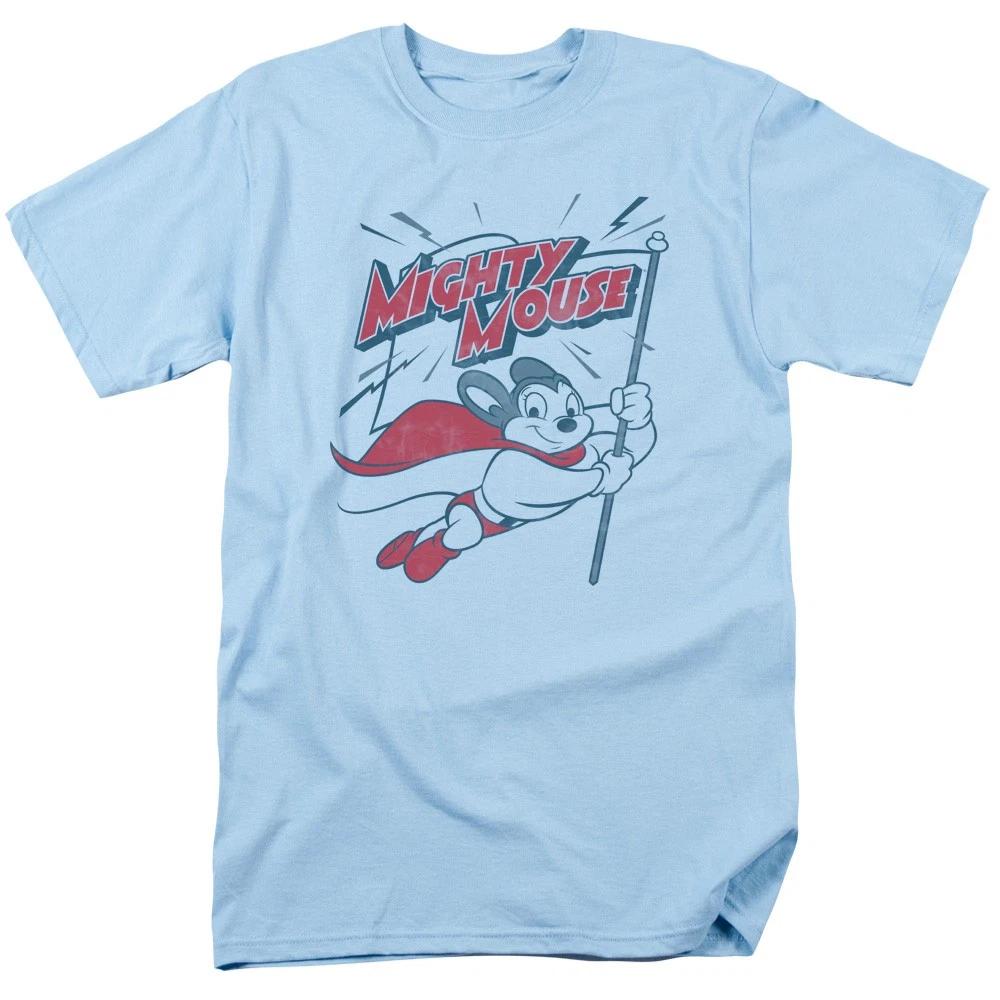 Mighty Mouse - Mighty Flag -  Unisex Short Sleeve Children s T-shirt - Blue 100
