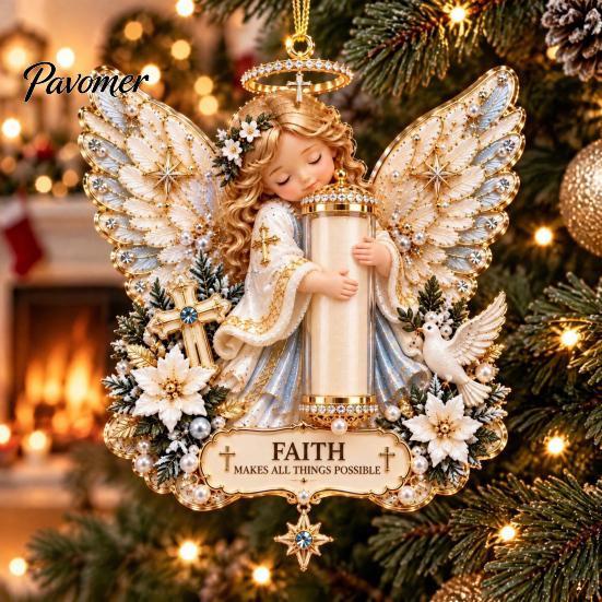Kerstfeest Bedankjes Engel Geld Ornament, 2D Acryl Boom Feestelijke Heldere Decor Decoratie, Hangend Hanger voor Vakantie Decoratieve Seizoensgebonden Accenten