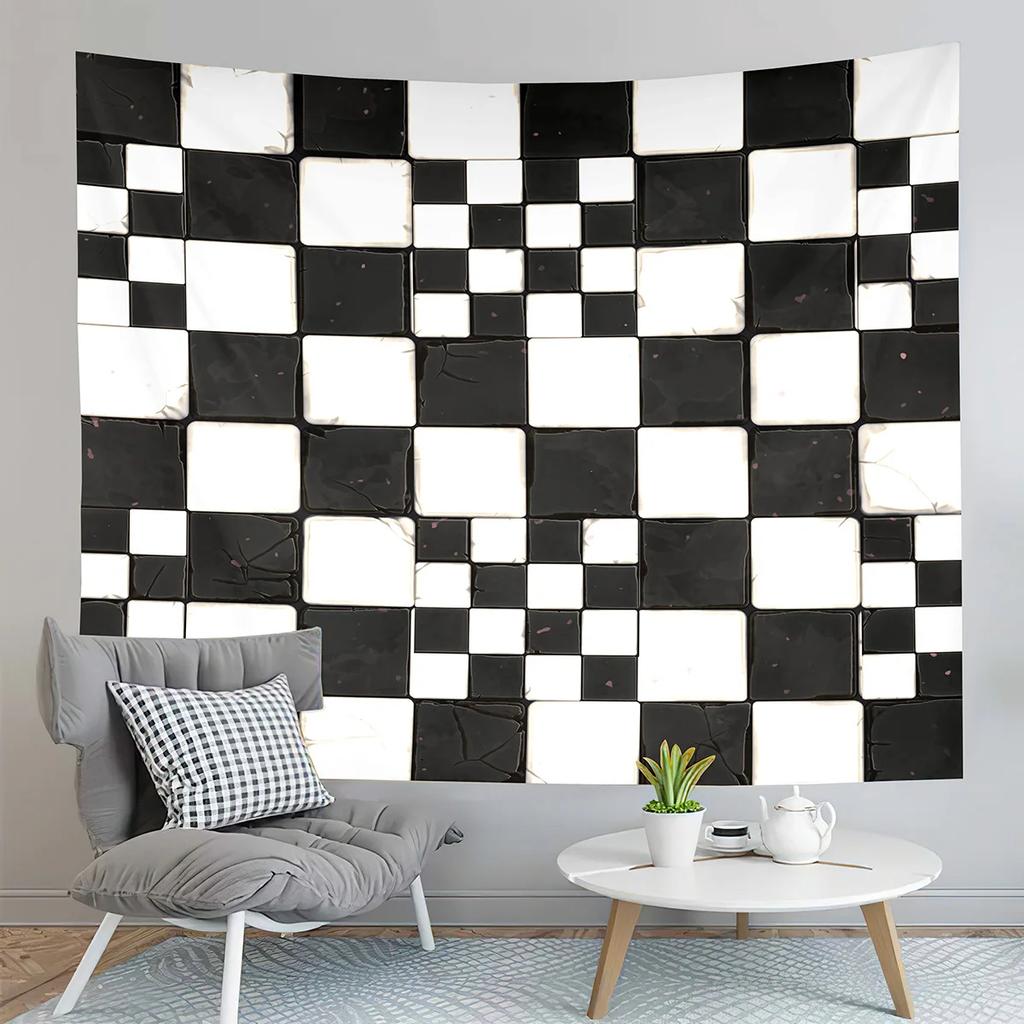Checkerboard Tapestry Black and White Pattern Tapestry Abstract Style Tapestry Wall Hanging Tapestries Living Room Bedroom Dorm