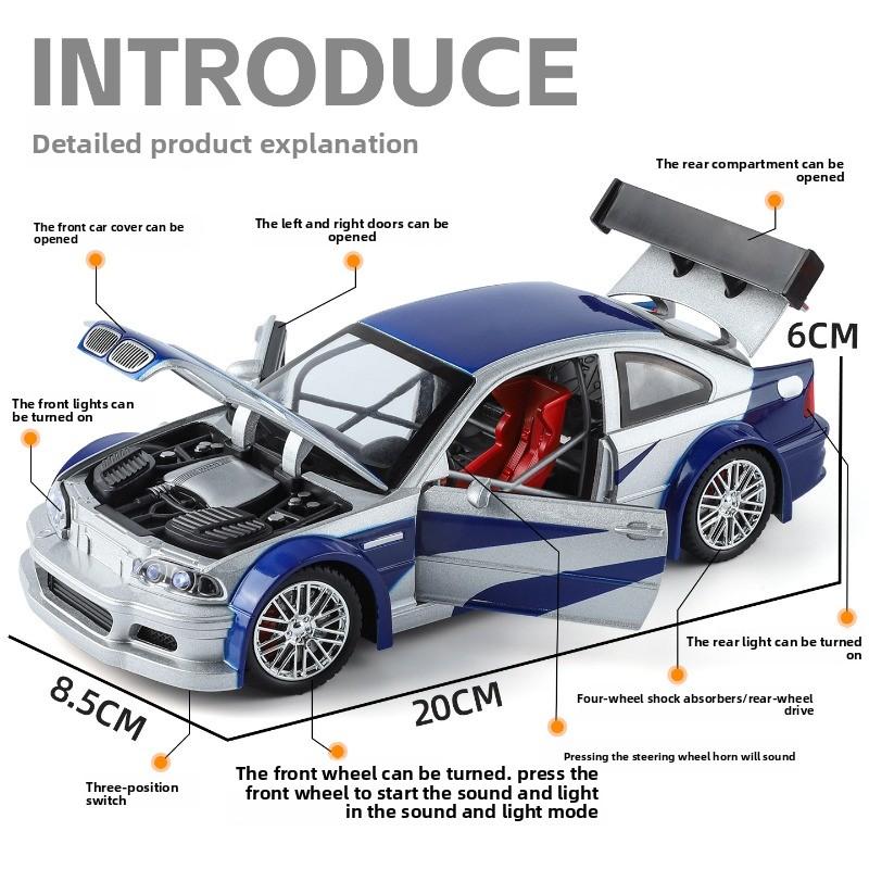 2026 Diecast Alloy 1:24 BMW M3 GTR E46 Racing Car Model Miniature Voiture Collection Ornament Toy Vehicle Boy Birthday Gift BMW Ornament