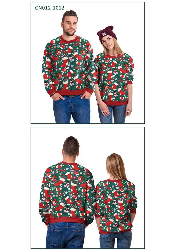 Christmas Couple Sweatshirt: Pink Tree & Red Santa 3D Print