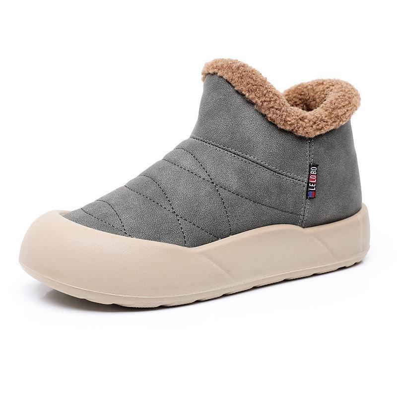 Ladies Winter Platform Snow Boots Anti Slip Warm Faux Fur Lining Ankle Booties Casual PU Leather Comfortable Fuzzy Walking Short Boots