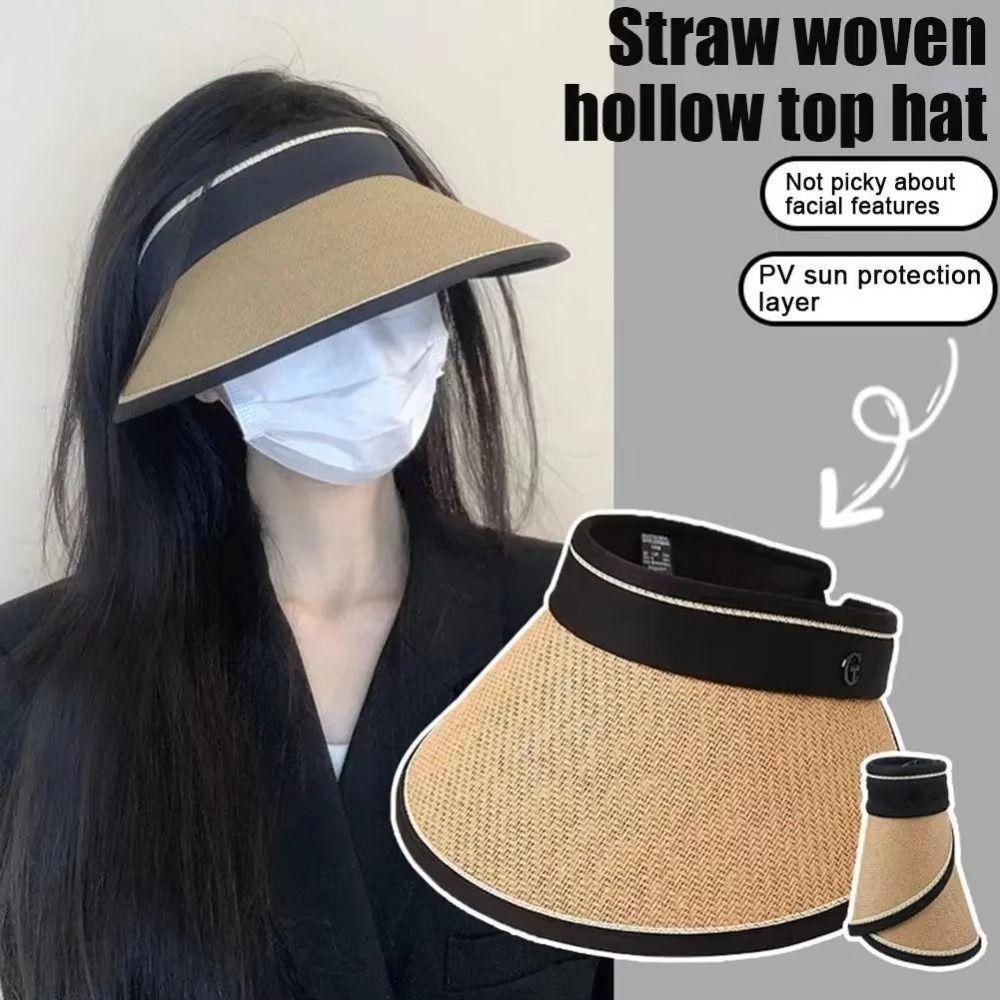 Summer Portable Foldable Casual Wide Large Brim UV Protection Beach Hat Sunshade Straw Cap Sun Hats