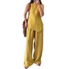 Ensemble Top Sans Manches et Pantalon Large pour Femme en 6 Couleurs