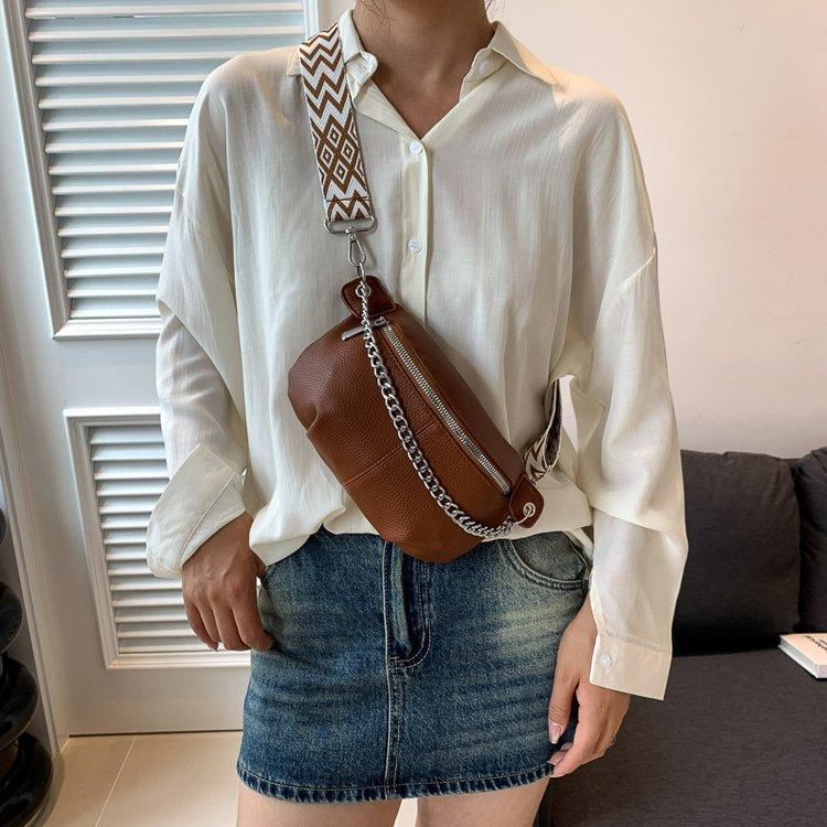 Super Fire Breast Bag Chain Texture Fanny Pack Women'S Literary Shoulder Bag Tide