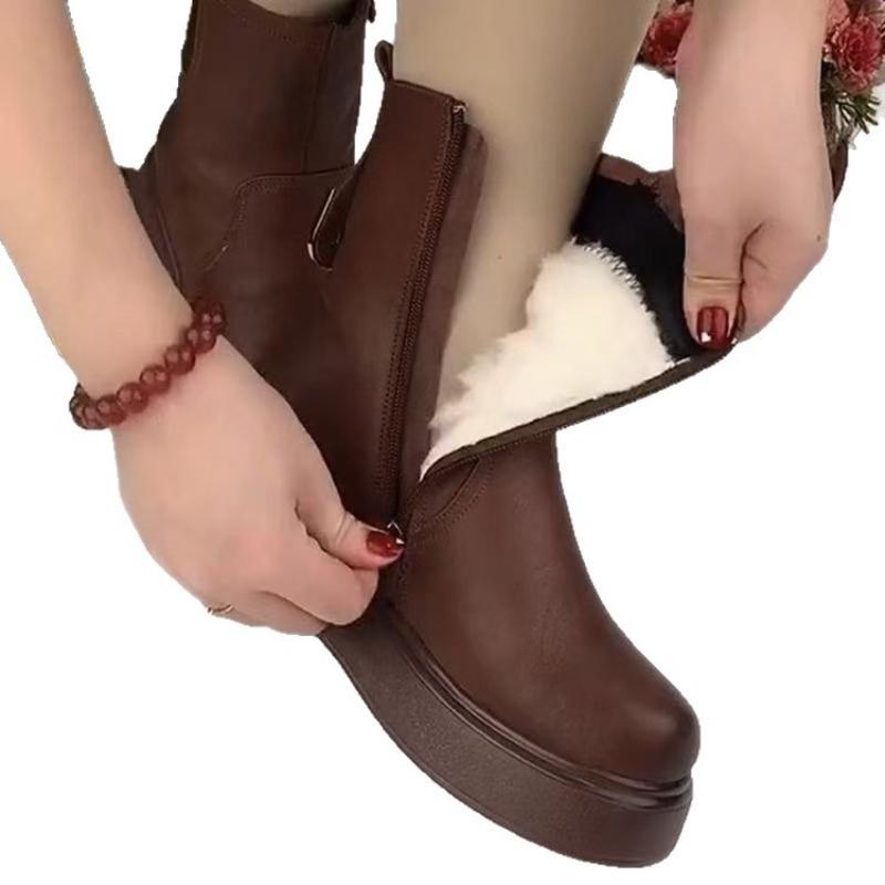 New Snow Boots Women's Winter Warm and Non-slip Short Cotton Boots Soft-soled High-top Thickened Thick-soled Velvet Martin Boots