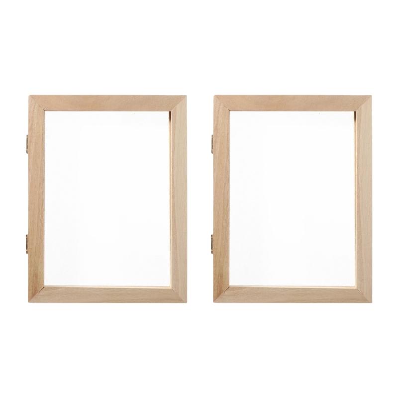 Pack of 2 Multifunctional Wood Paper Making Mold Screen Papermaking Frame for Handmade Craft Projects and Creative Gift