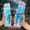 1PC Cartoon Six Seven Character Art 750ml Color Plastic Sports Water Bottle Leakproof Flip Straw Lid Suitable for Sports Office Home Use
