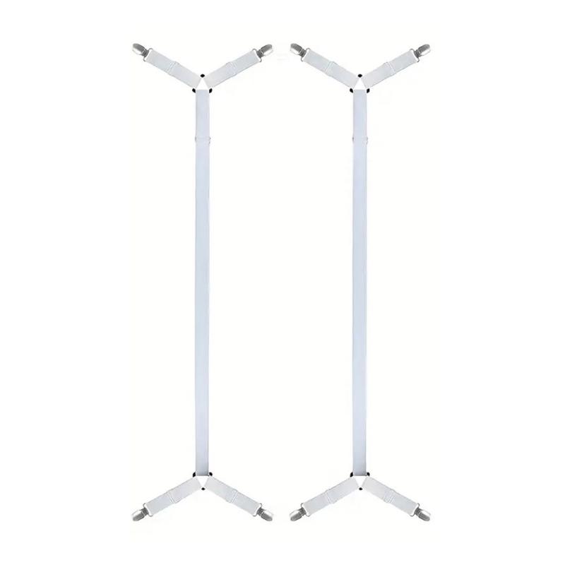 

Набор из 2 прочных полиэстеровых натяжителей для простыней с металлическими зажимами Надежно фиксирует простыни Нескользящий дизайн Ремень-держатель для простыни