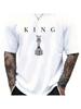 Casual ShortSleeve Round Neck Top for Unisex Featuring a Black Chess King Pattern