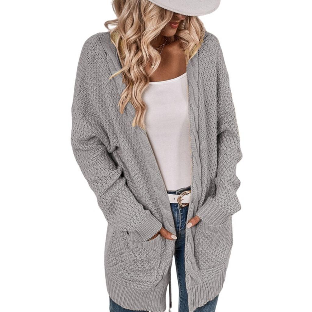 Fashionable Women's Long Knitted Sweater Cross-border  Winter Knitted Jacket