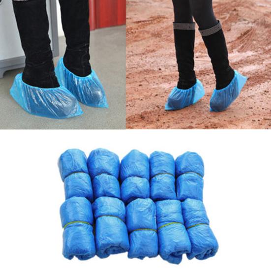 100Pcs Non-Slip Shoe Covers Disposable Plastic Shoe Sleeves Cleaning Protective Overshoes for Hotel Laboratory