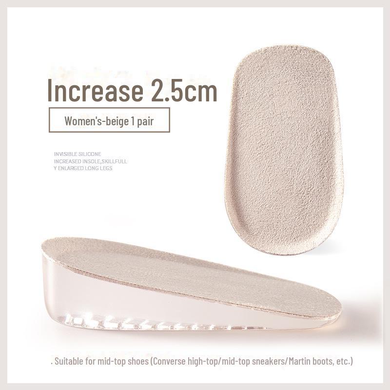 Silicone Height-Increasing Insole for Loafers and Boots - Comfortable, Invisible Half Pad for Men & Women