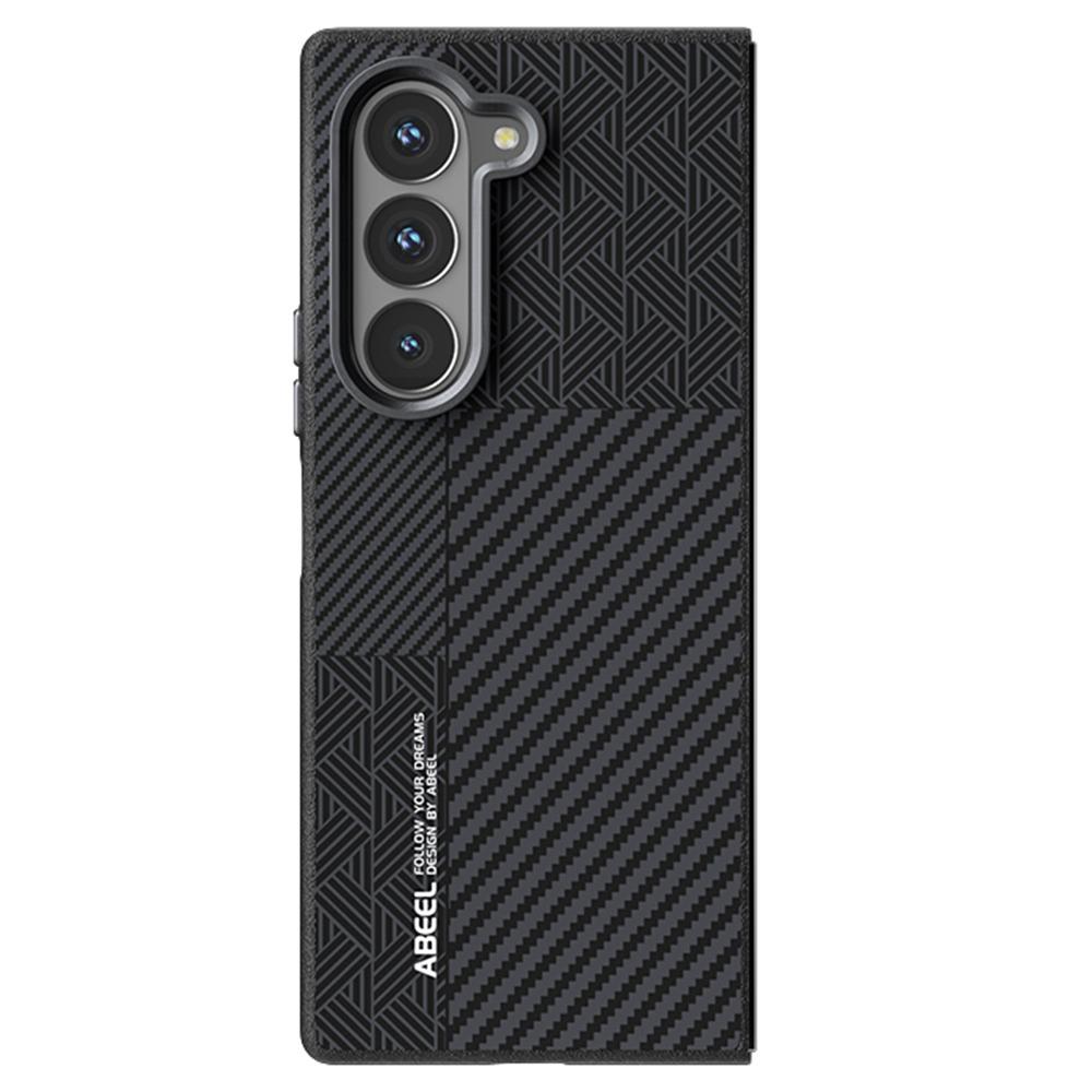 

For Samsung Galaxy Z Fold6 5G Case PC+Aluminum Alloy+PU Leather Phone Cover Compatible with MagSafe Texture 1