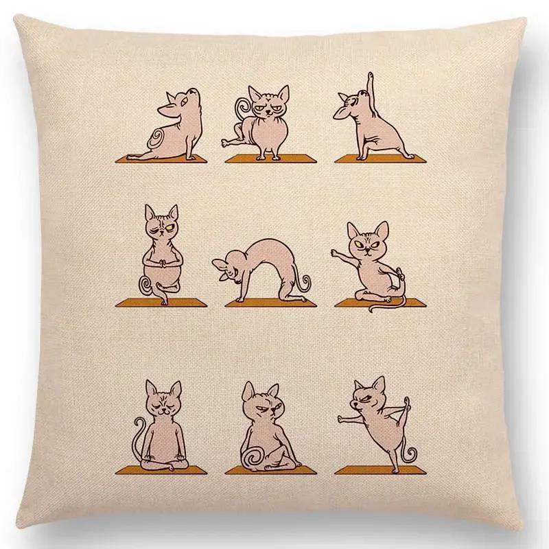 Mais Novos Animais Yoga Estampas de Desenho Animado Engraçadas Capa de Almofada Alpaca Coelho Dachshund Bull Terrier Hipopótamo Cães Panda Capa de Almofada para Sofá