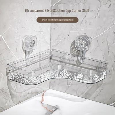 Punch-Free Suction Cup Bathroom Corner Shelf