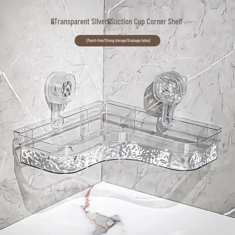 JINGRUIXIANG Bohrerlose Saugnapf-Eck-Badezimmerregal (2er-Pack)