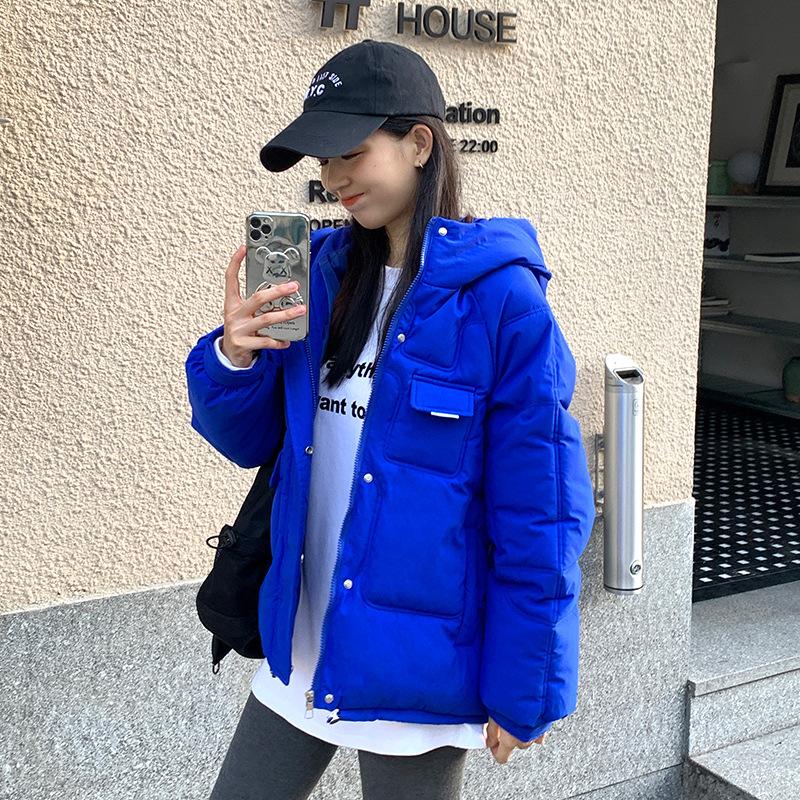 Autumn and Winter New Bread Coat Padded Loose Fashion Hooded Tooling Wind Short Cotton-padded Jacket.