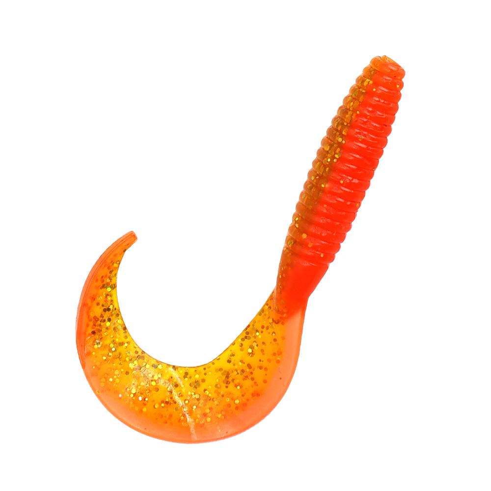 

Силиконовые приманки с ребристым вьющимся хвостом с запахом креветки - 30 шт. 10 pcs per bag (Small, 55mm) жёлтый/оранжевый