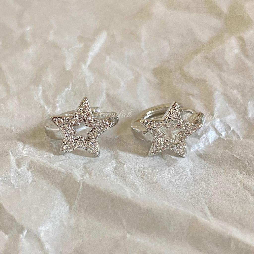 Star Zircon Yk Stud Earrings American Niche Design Sense Cold Retro Unique High-end Sense Women