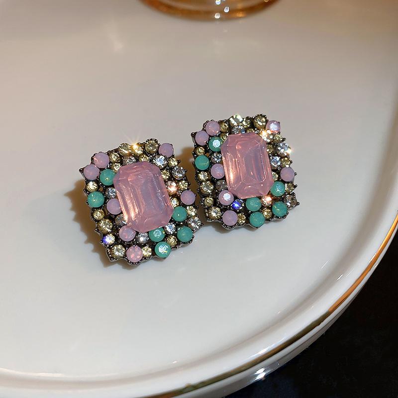 GemChic Women's Earrings Fashion Ear Stud Needle Embed Zircon Imitation Pearl Geometric Earrings Versatile Birthday Christmas Jewelry Gift