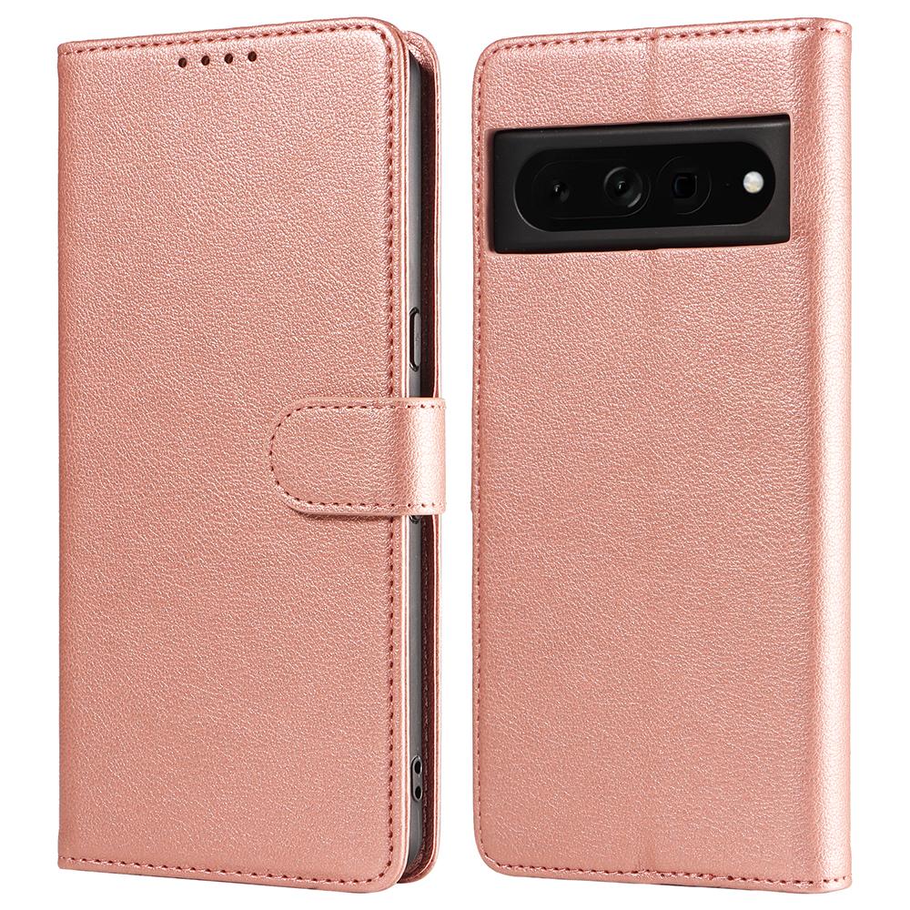 

For Google Pixel 7 Pro 5G Leather Case Litchi Texture RFID Blocking Wallet Stand Phone Cover Rose Gold