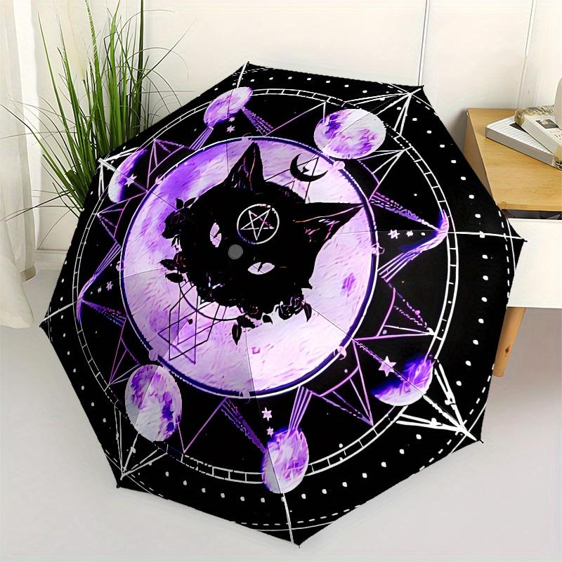 

Mystic, Feline themed, Eight ribbed, Self folding umbrella Is Suitable for Everyday Outdoor Use and Is An Ideal Gift for Friends and Family,