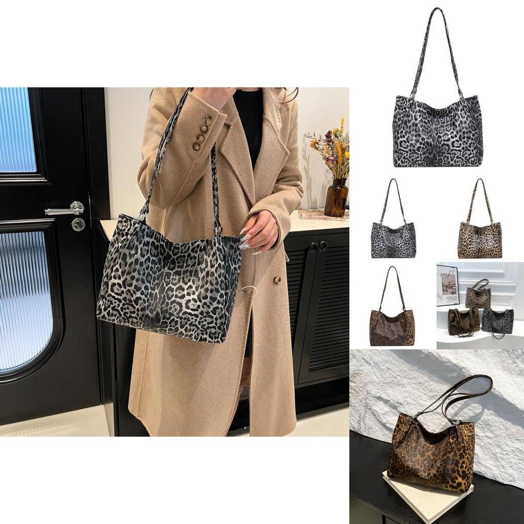 Fashionable Leopard Print Tote Bag For Women Stylish Large Capacity Pu Shoulder Bag