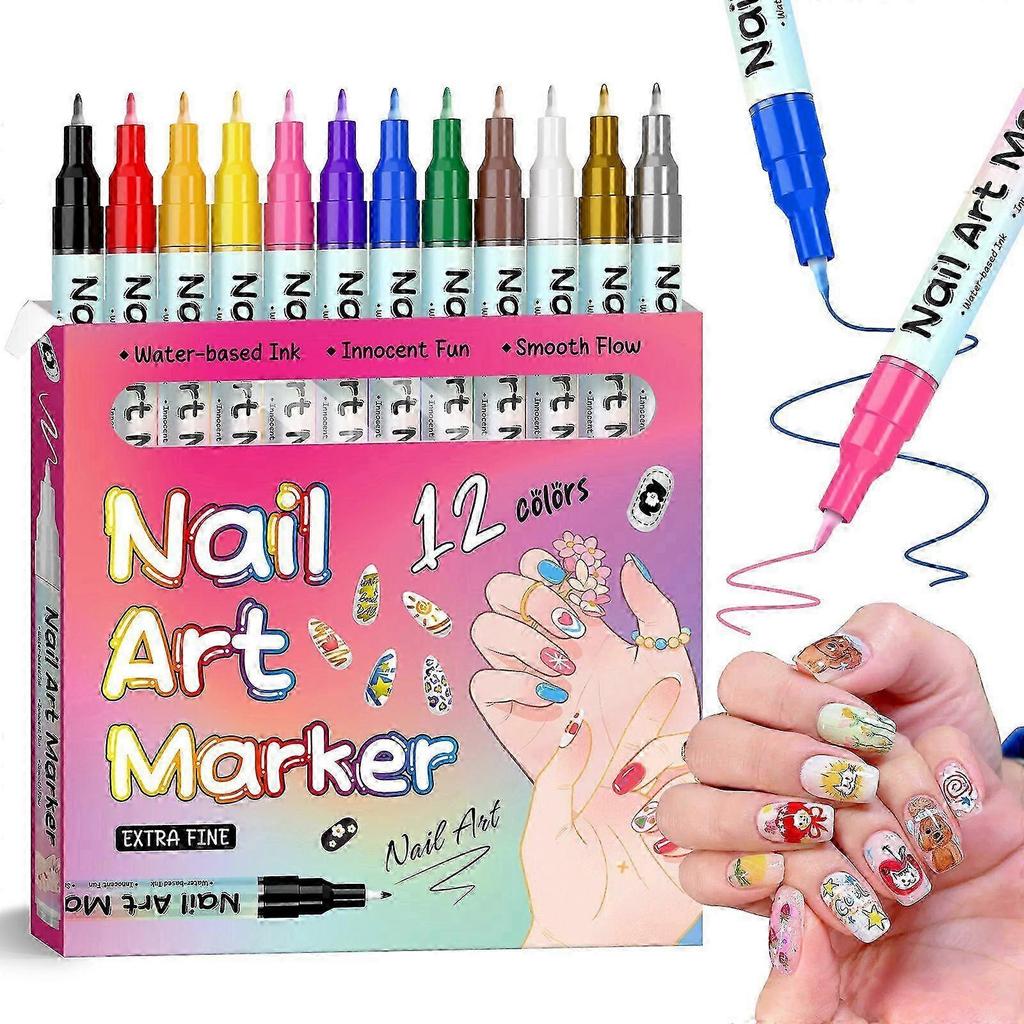 Nail Art Markers Set for painting nails, Quick-Dry DIY Nail Doodle Pens, Gel Nail Drawing Liner Pen Tool for Art Design Home Salon (24pcs)