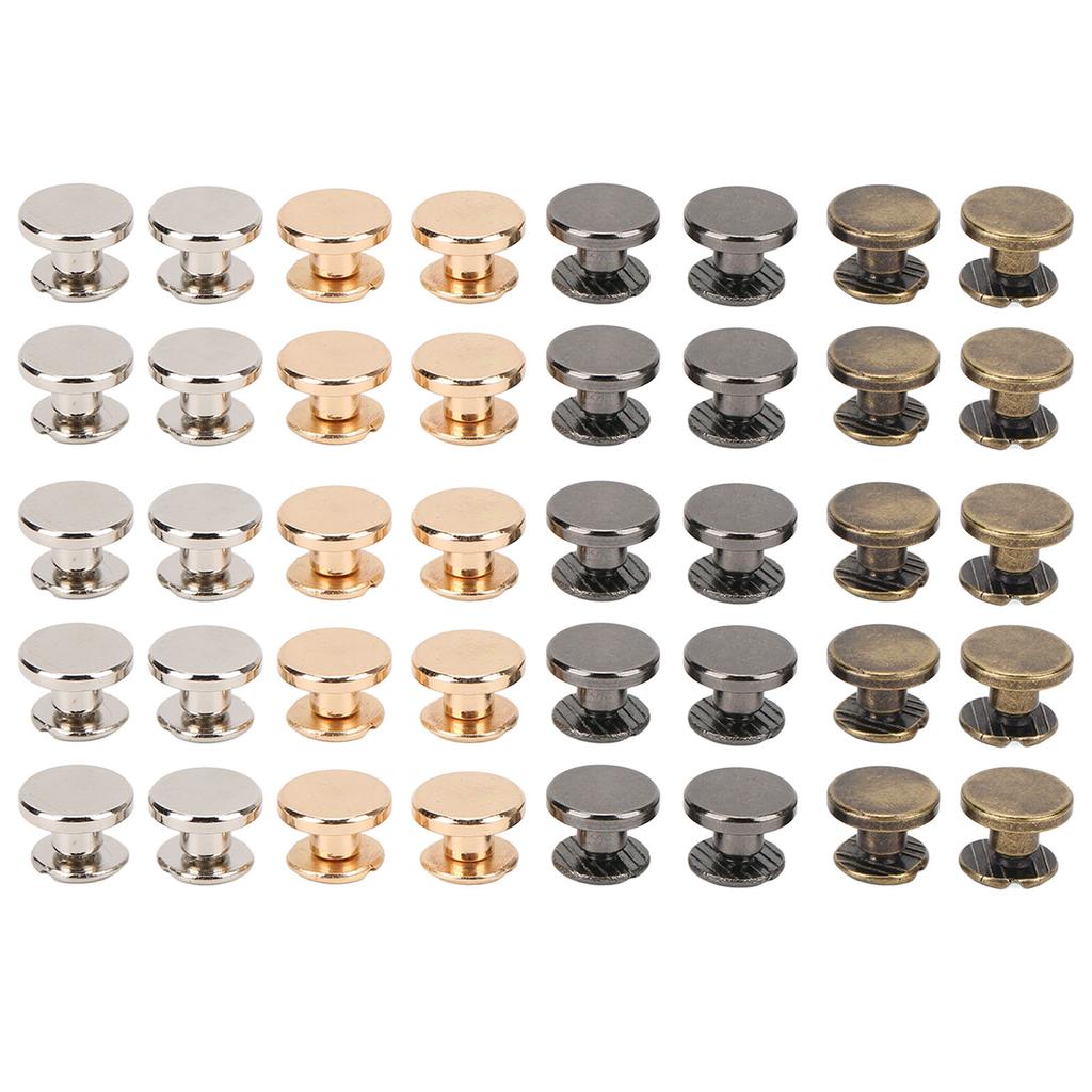 40Pcs DIY Binding Screw 4 Colors Flat Head 9x5mm Smoother Surfaces Metal Chicago Screws for Belts