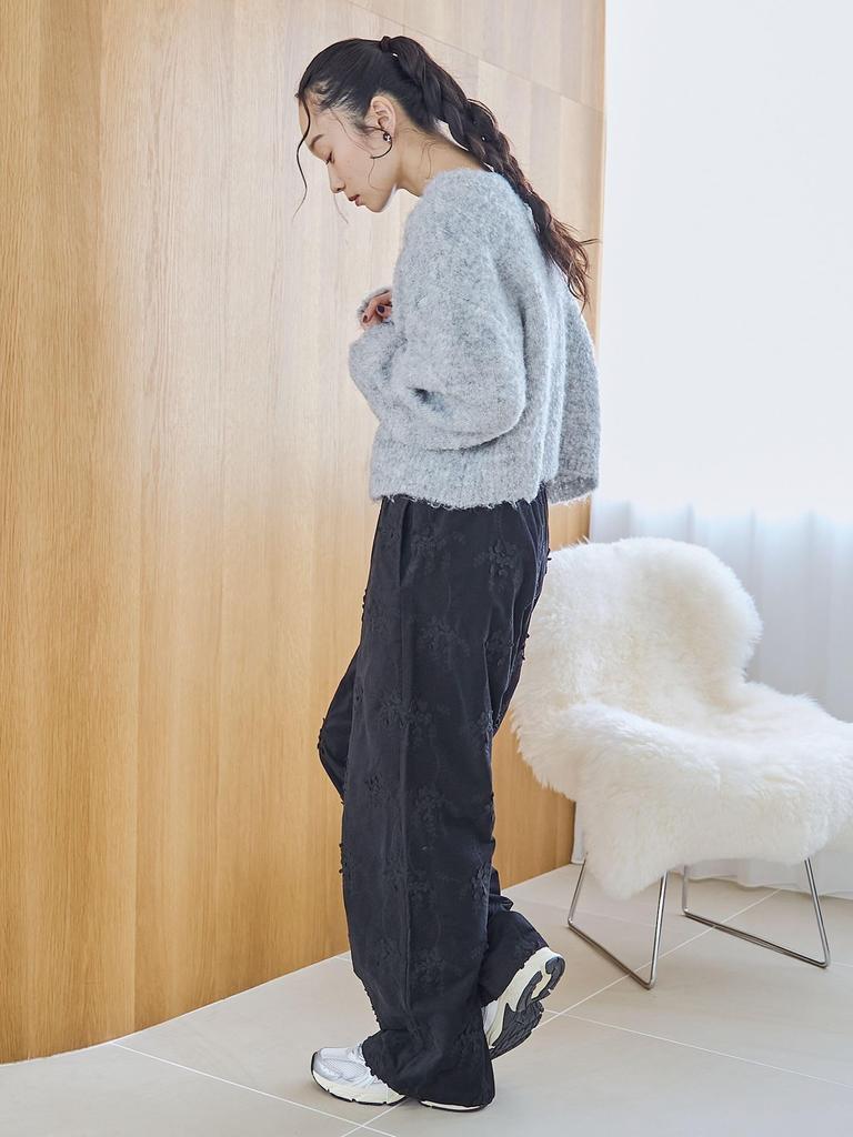 Cohen 3D Flower Embroidered Corduroy Easy Wide Pants, 76406000026, 2150 Natural (21), Medium