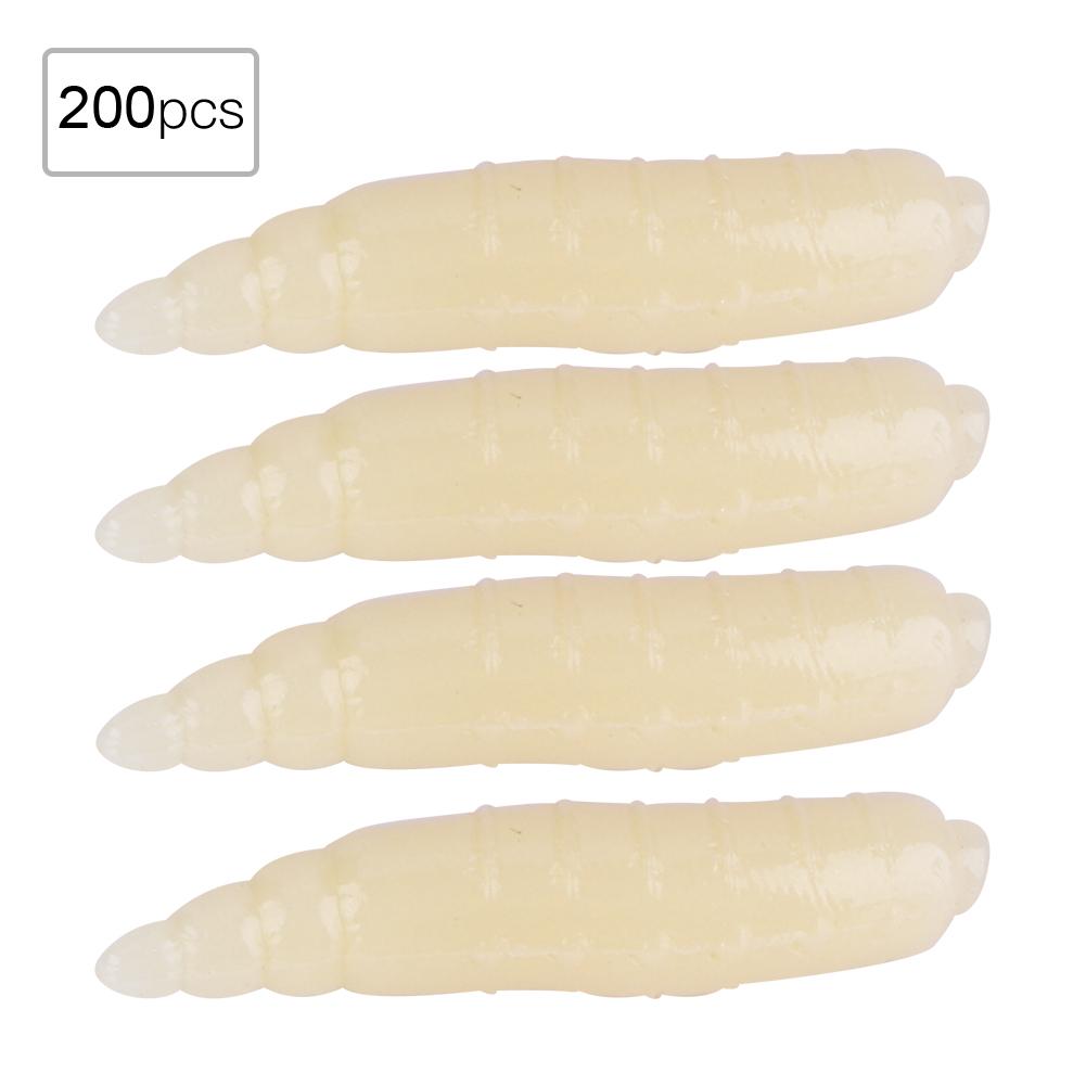 200pcs 17mm Small Artificial Maggot Grub Soft Lure LifE like Worms Fishing Baits