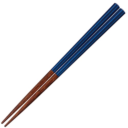 Sunny Life Design Wakasa Lacquer Chopsticks for Children, Dishwasher Safe, Natural Wood, 18cm, Unisex, Octagonal Ceramic Design, Ultramarine Blue, Mad