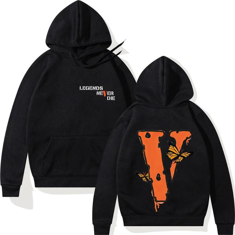 Unisex couple loose V-print hoodie S чёрный