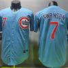 Baseball Trikot Kurzarm Chicago Cubs 7 Hellblau Bestickt Teamsport Sportbekleidung