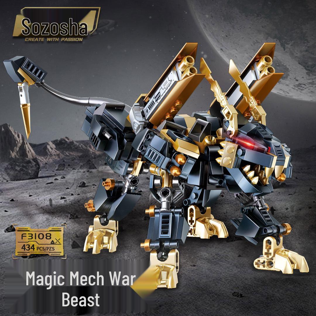 Chizao She F3128 Mech War Beast: Children s Industrial Metal Texture Mechanical Building Block Toy