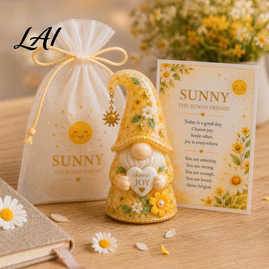 Gnom-Ornament Emotionale Stützfigur mit Karte und Aufmunterungsgeschenk für Sie Mullbeutel Positive Energie Frauen Dekoration