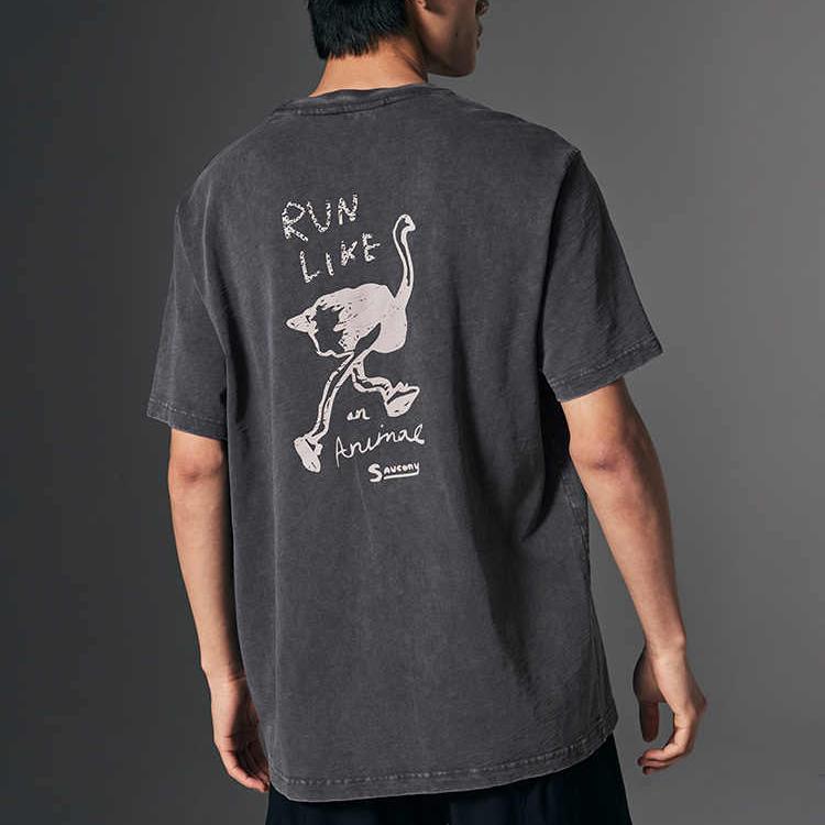 Saucony Fashion Comfortable Soft Versatile Short Sleeve T-Shirt Unisex Tops Dark-Gray SA3259ST13C-BK001