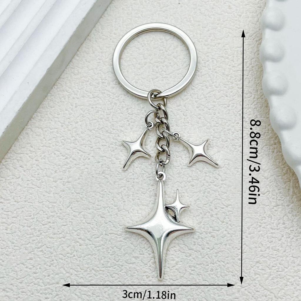 Trendy Four-Point Star & Moon Keychain Pendant: Simple Bag Decoration