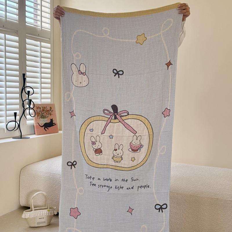 Four-Layer Pure Cotton Gauze Bath Towel Cotton Gauze Bath Towel Baby Cart Towel Gauze Blanket Enlarged Bath Towel Shawl Blanket